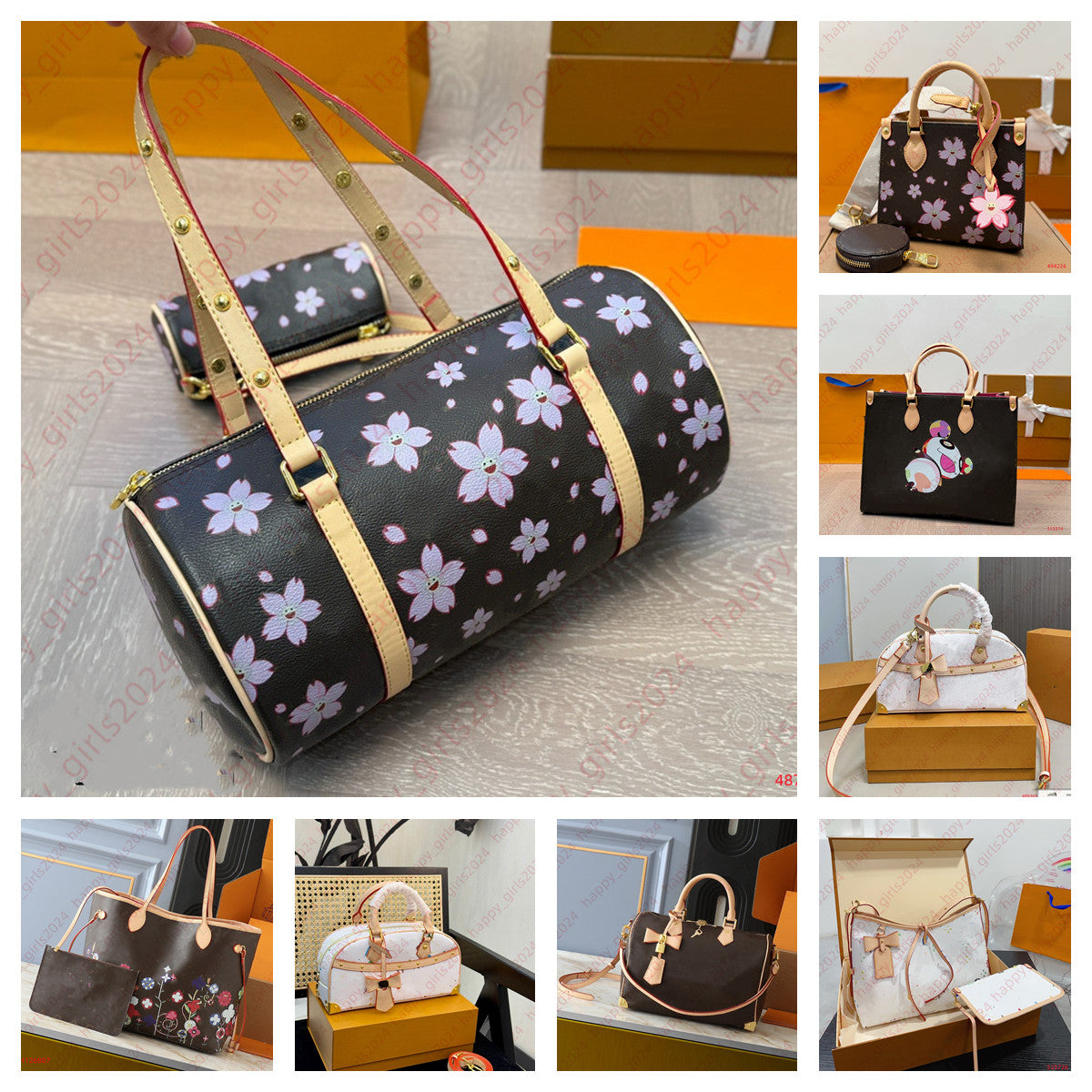 Sakura Designer Bags Speedys Pillow Shoulder Bag takashi murakami Luxury Keep Travel all Handbag Women Mini Bucket Hobos Purse Wallet Crossbody Bag