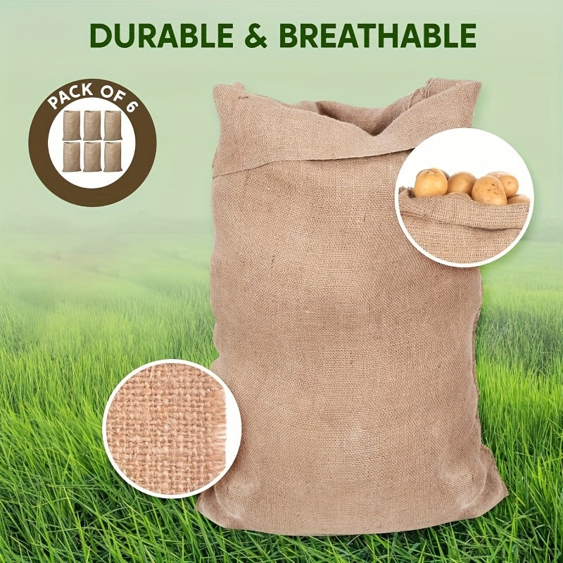 TEMU 6 Pack Large Heavy-duty Nylon Burlap-like Potato Sack Race Bags - 39"x25" Durable Potato Sacks For Outdoor Party Games, Family Reunion Races,