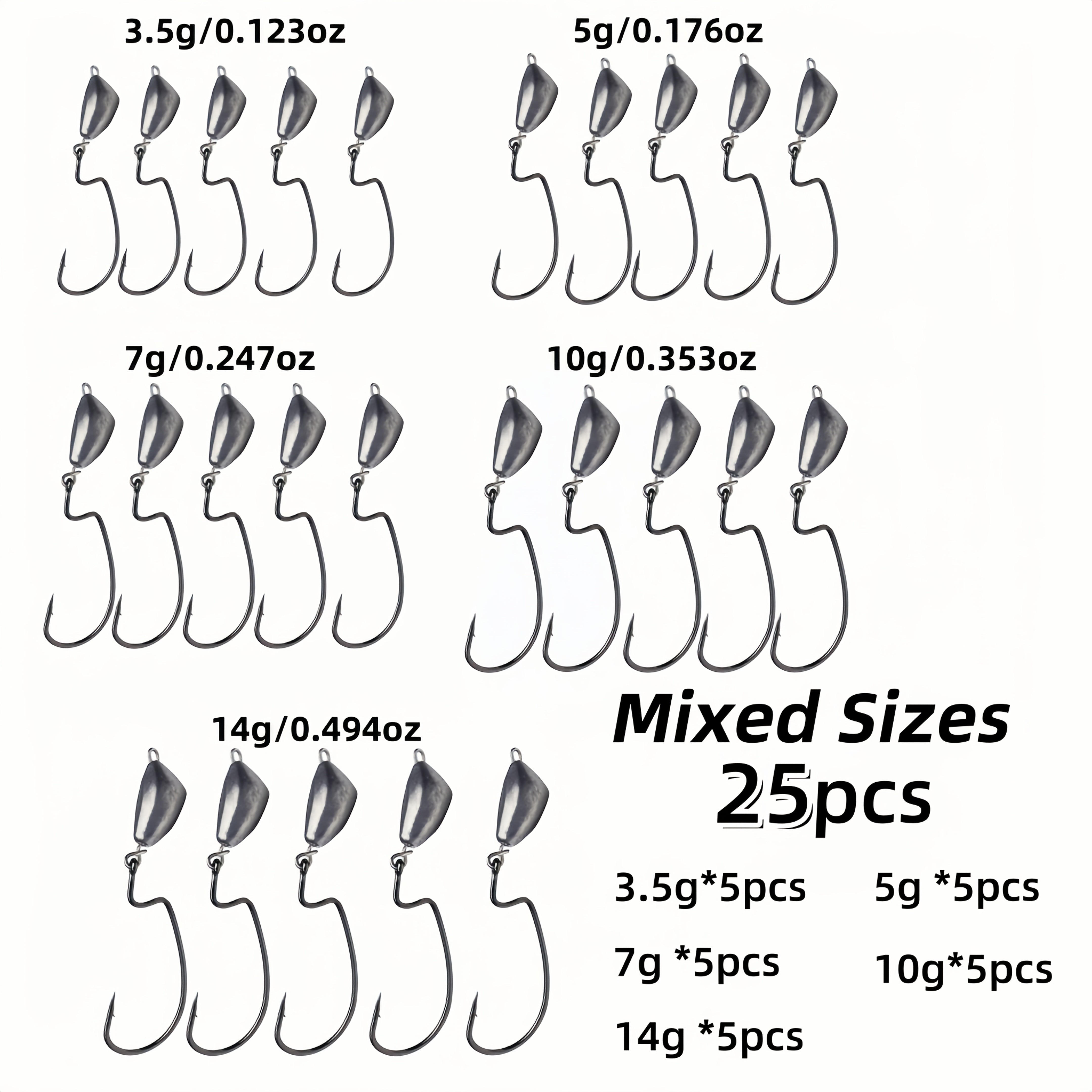 TEMU 25pcs Weighted Swimbait Hooks, Weedless Ewg Jig Heads With Bait Keeper Rig, Bass Fishing Lures Swing Jig Head For Freshwater Saltwater, (quickly