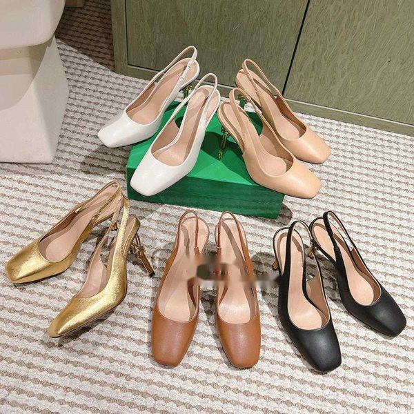 Top quality simple Metal heel High-heeled sandals Square-toe stiletto High heels Dress shoes pumps Real leather Luxury designer shoe Office