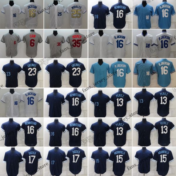 16 Bo Jackson Whit Merrifield Baseball Jersey 13 Salvador Perez 7 Bobby Witt Jr. 17 Hunter Dozier Cain Hosmer Blank Men Women Youth Kids Siz