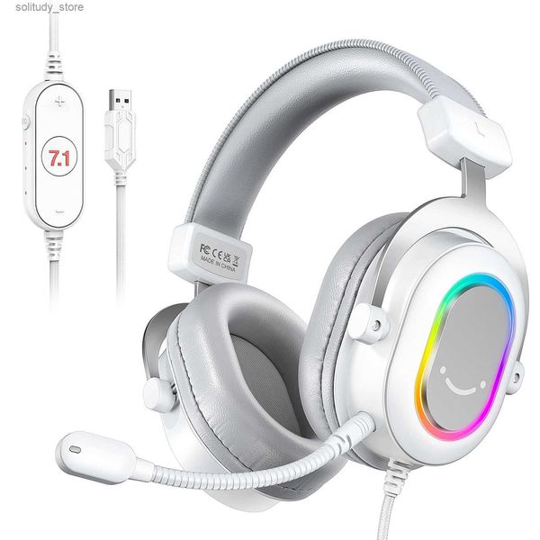 Cell Phone Earphones FIFINE RGB gaming headphones with 7.1 surround sound-3-EQ-MIC PC amplifier - H6W online control headphones Q240402