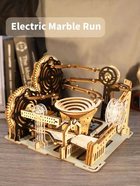 3D Puzzles Electric 3D wooden puzzle marble running model kit brain teasing puzzle DIY handmade Christmas gift Y250112DNTL