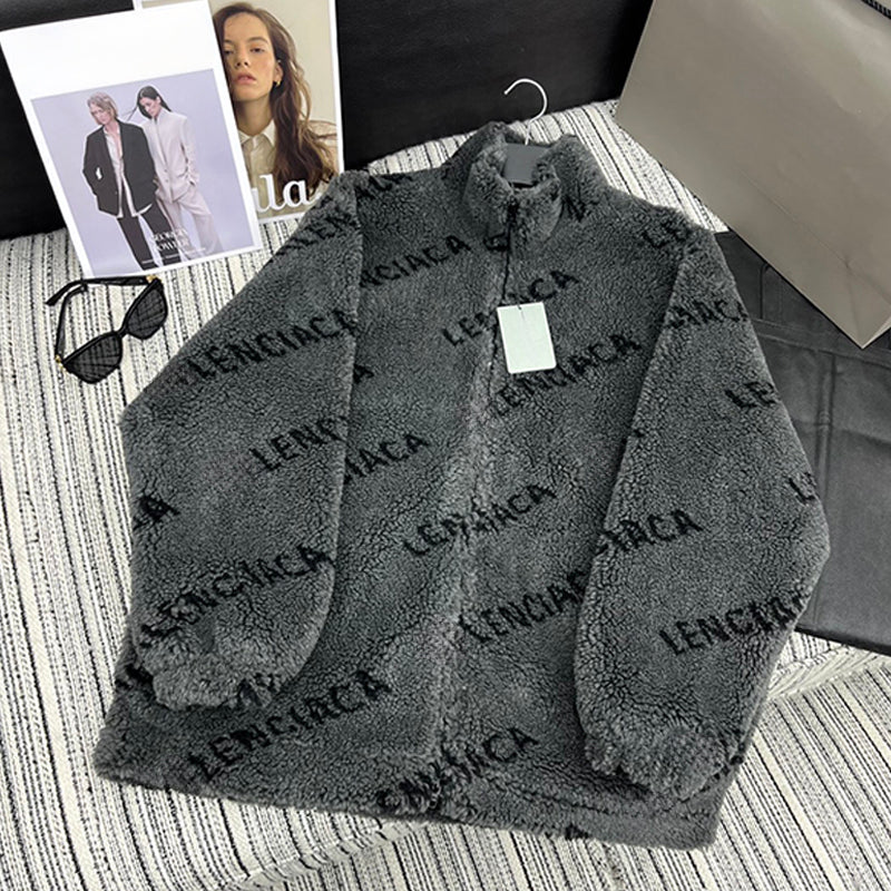 Designer Tech Fleece Women Jacket Full printing Pattern Cotton stand collar Tech Fleece Sweater Letter Fur Sport Draw rope