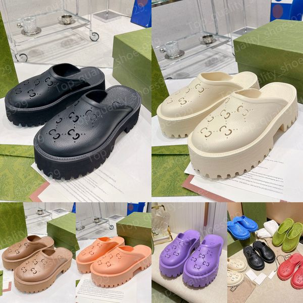 Hollow mules platform Slippers perforated Designer Slide interlocking sandals Luxury Slides Multicolor thick Bottom Beach Loafers Candy colo