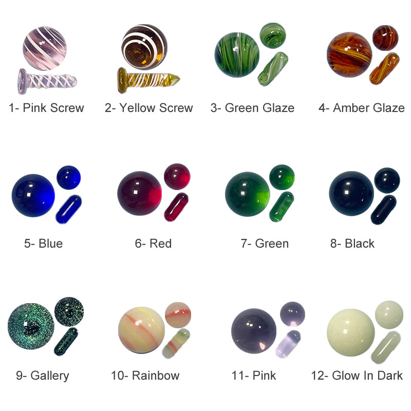 QuartzPro 12 Colors Terp Slurper Marble Accessories Set for Quartz Banger - 6mm Spinning Pearls Glass Beads for Auto Spinner Banger