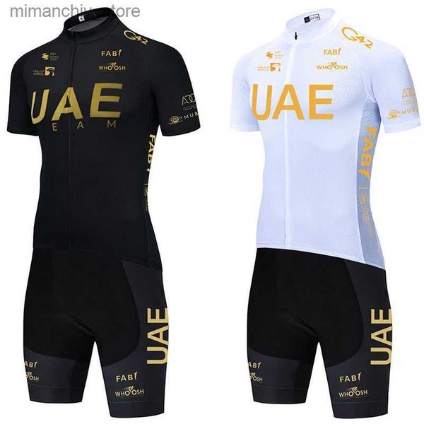 Cycling Jersey Sets New Gold UAE Cycling Set 2024 Men&#039;s Cycling Team Jersey Bike Shorts 20D Pants Ropa Ciclismo Maillot Bicyc Clothing