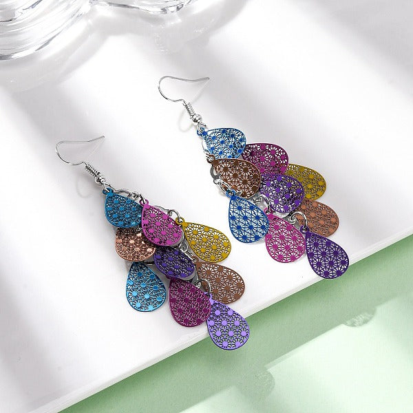 Boucles d'oreilles pendantes en forme de larme en acier inoxydable 430