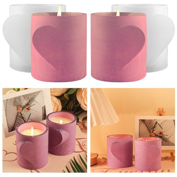 Valentines Day Candle Mold Heart Shape Candle Cup Silicone Scented Candles Handmade Aromath Injection Wax Mould Home Decor Crafts Gift Party