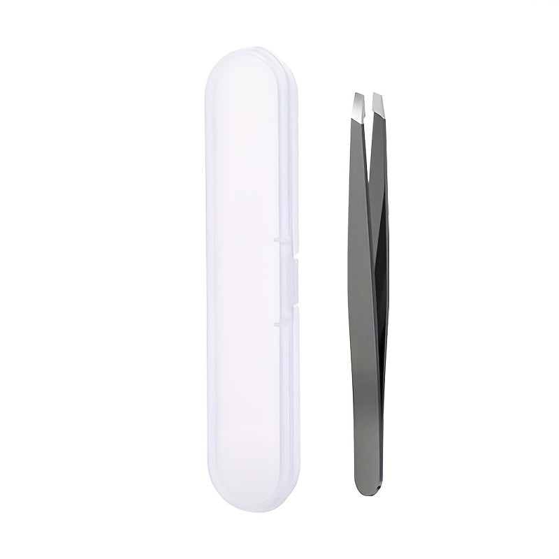 TEMU Professional For - Ergonomic Slant Tip Hair & Eyebrow Grooming Tool With Stainless Steel Blades - Black, Facial Hair Removal | Sleek Tweezer |