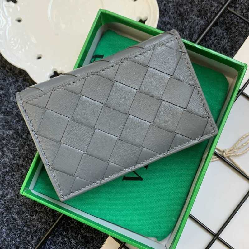 10A mirror quality Designer Holders Card bag sheepskin large capacity genuine leather men women foldable multi slot business card holder hand woven