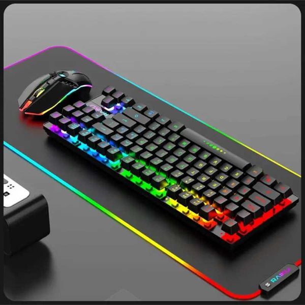 2.4G Wireless Gamer Keyboard And Mouse Set RGB Gaming Keyboard Backlight Gamer Kit 87 Key Charging Keyboard For Computer PcLX241031