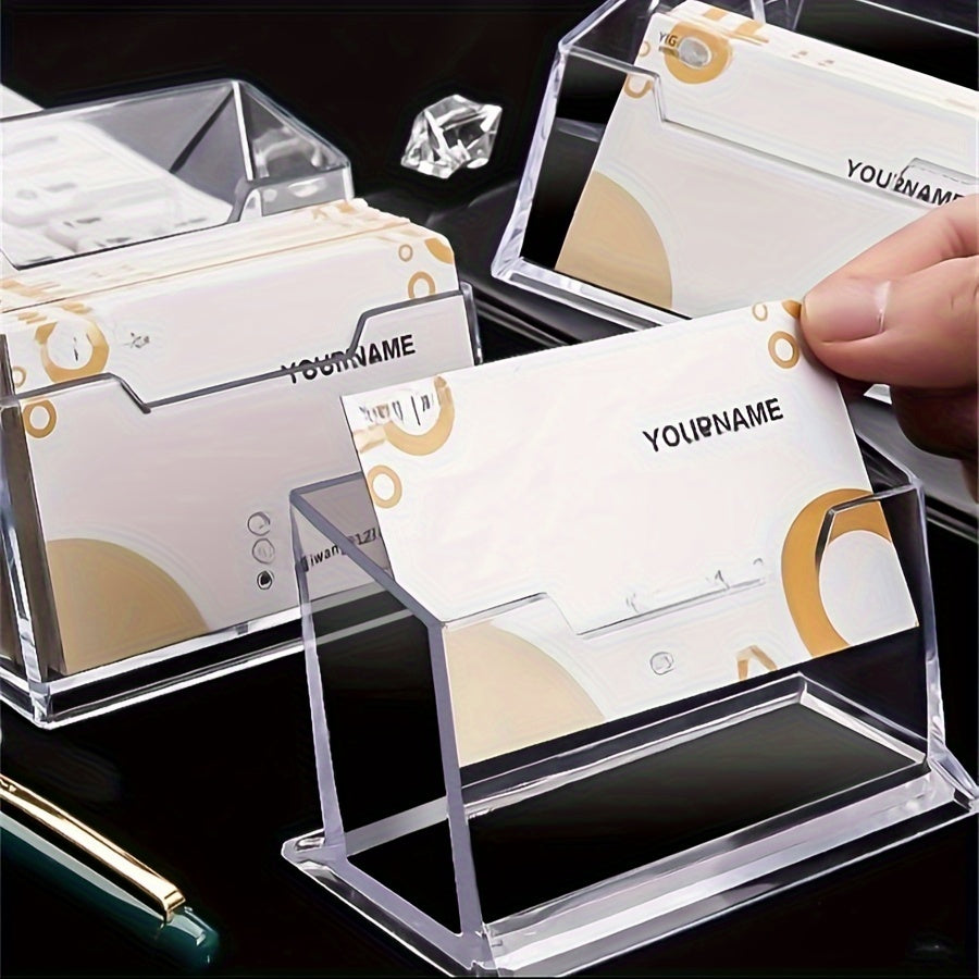 TEMU 1 Set, Transparent Layer Business Card Holder Box, Plastic Made Small Business Card Toy Card Organizer, Used For Storing Conference And Other