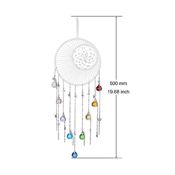 Toile-filet tissé avec décorations pendantes rondes en verre