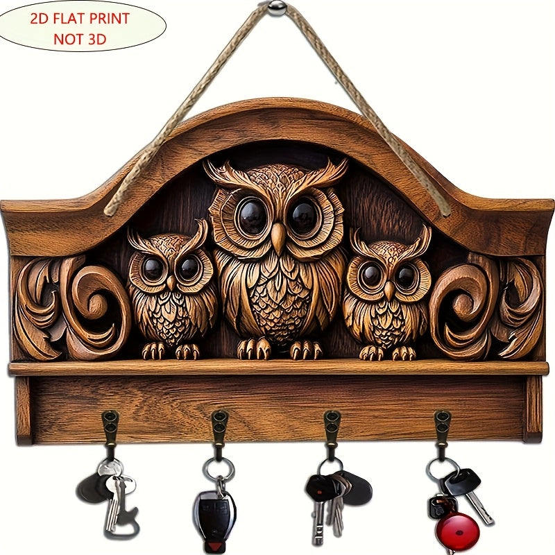 TEMU 2d Flat, Fall Decorations For Home,1pc 3 Simple Colorful Wooden And Home Key Hanger, With 4 Metal Hooks, 2d Plane, Wall Decoration, Porch