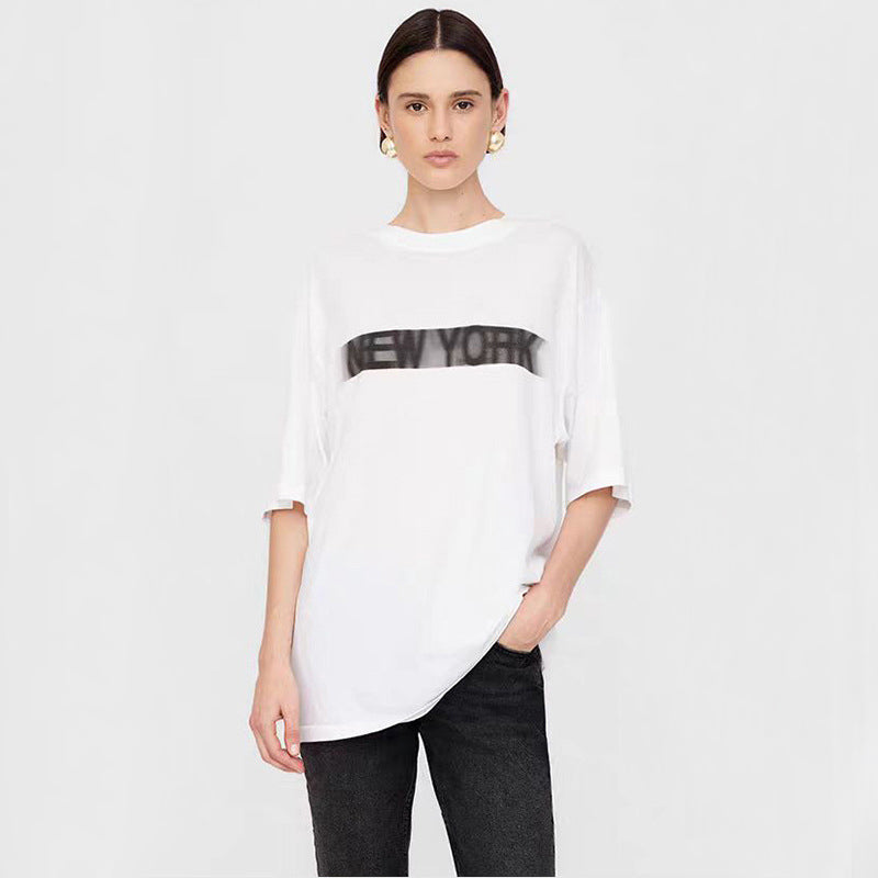 25ss new letter NEW YORK printed white tees women designer round neck cotton short sleeved t-shirt cotton loose summer t shirts