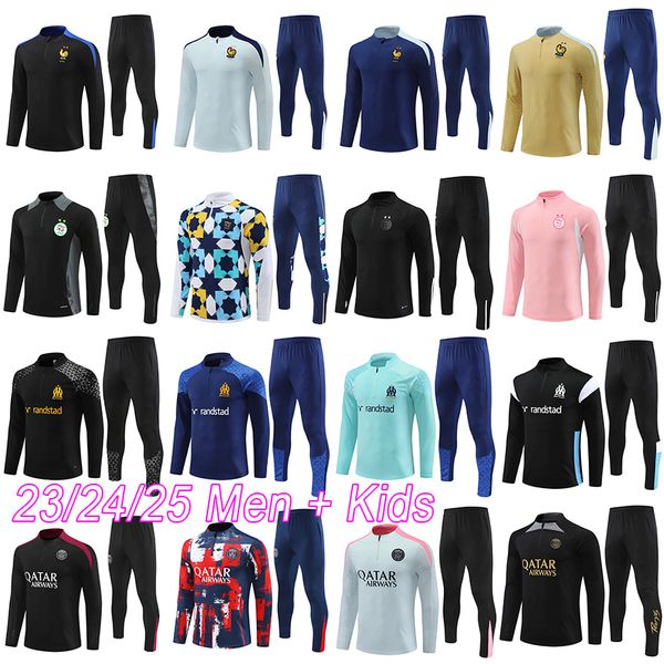 French algerie mens football tracksuit 2024 kids football kits algeria soccer tracksuit 23 24 25 MAHREZ training kit boys tracksuits survete