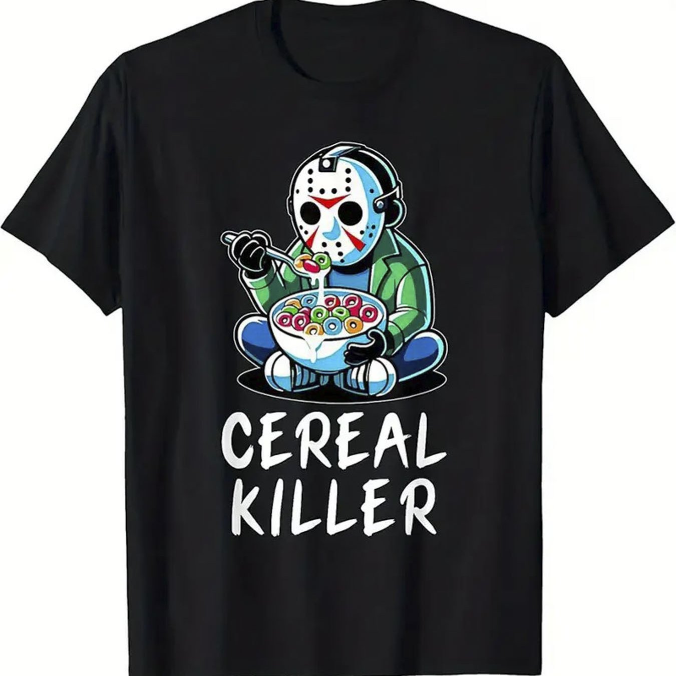 TEMU Men's 100% Cotton Cereal Killer & Cereal Killer Graphic Print T-shirt - Loose Fit With Mexican , Casual Short Sleeve Shirt For Wrestling Fans &