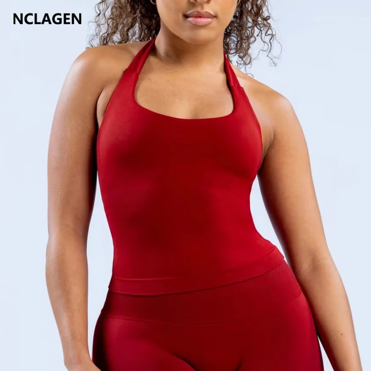 NCLAGEN Impact Halter Top Yoga Tank Gym Clothes Woman Removable Chest Pad Fitness Workout Activewear Pilates Sports Vest-Bra 250530