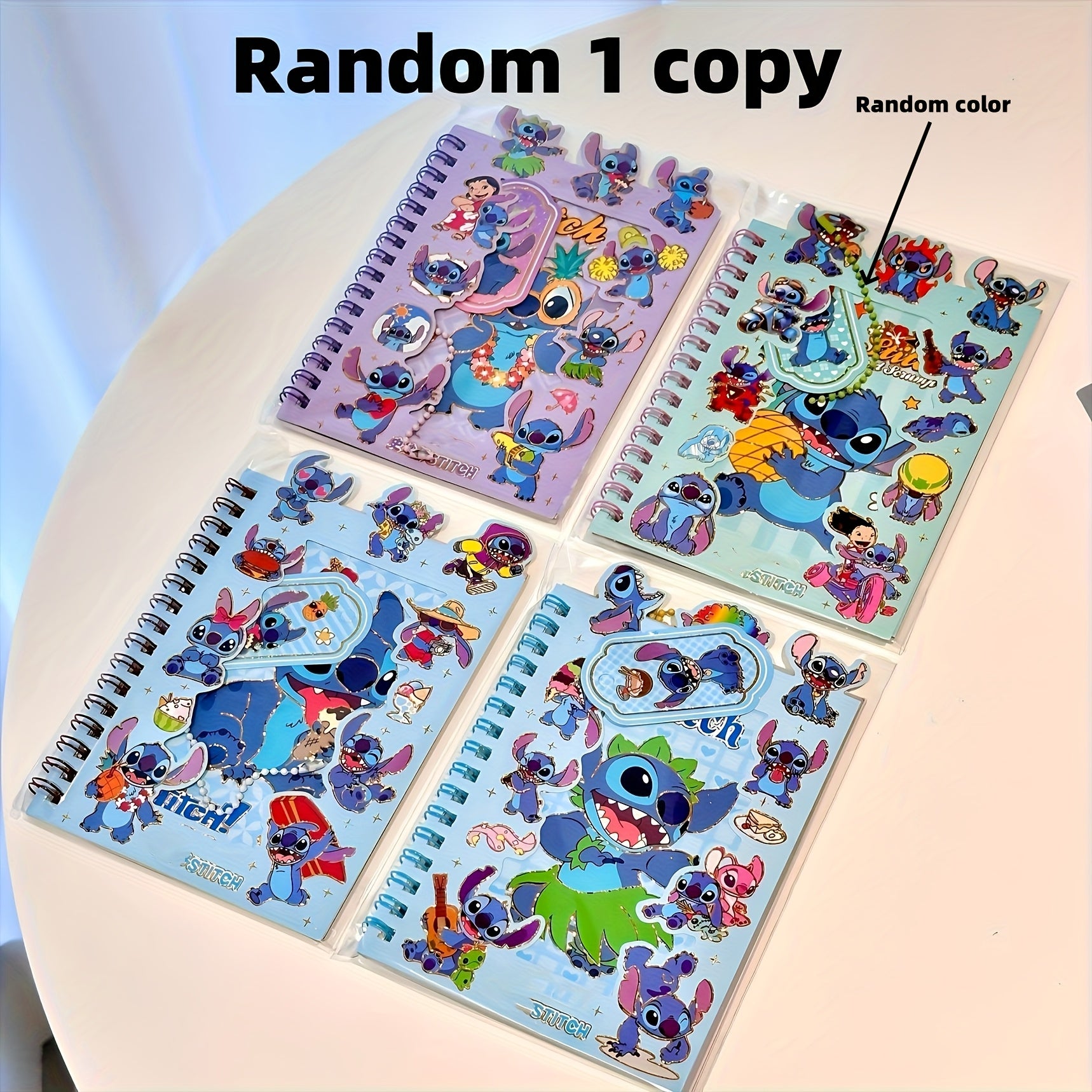 TEMU 1 Stitch Spiral Notebook With Stickers - Cute Cartoon Design, Lined Pages, Durable Paper, Perfect For School, Office, Or Personal Use, Ideal For