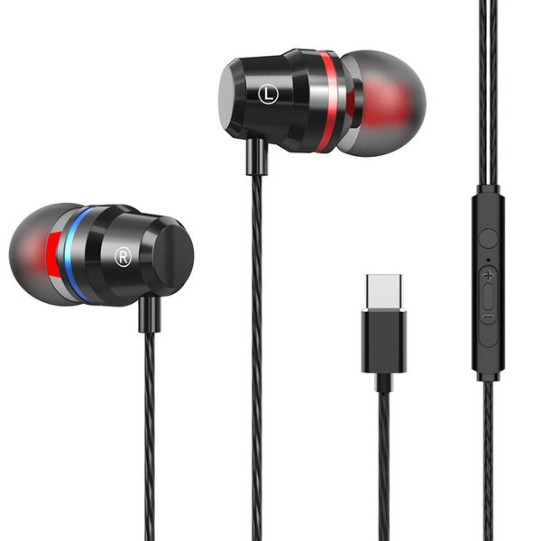 Type-C In-Ear Wired Headphones Waterproof Gaming Headset Sports Music Earbud Handfree Earphones With Mic For Mobile Phone