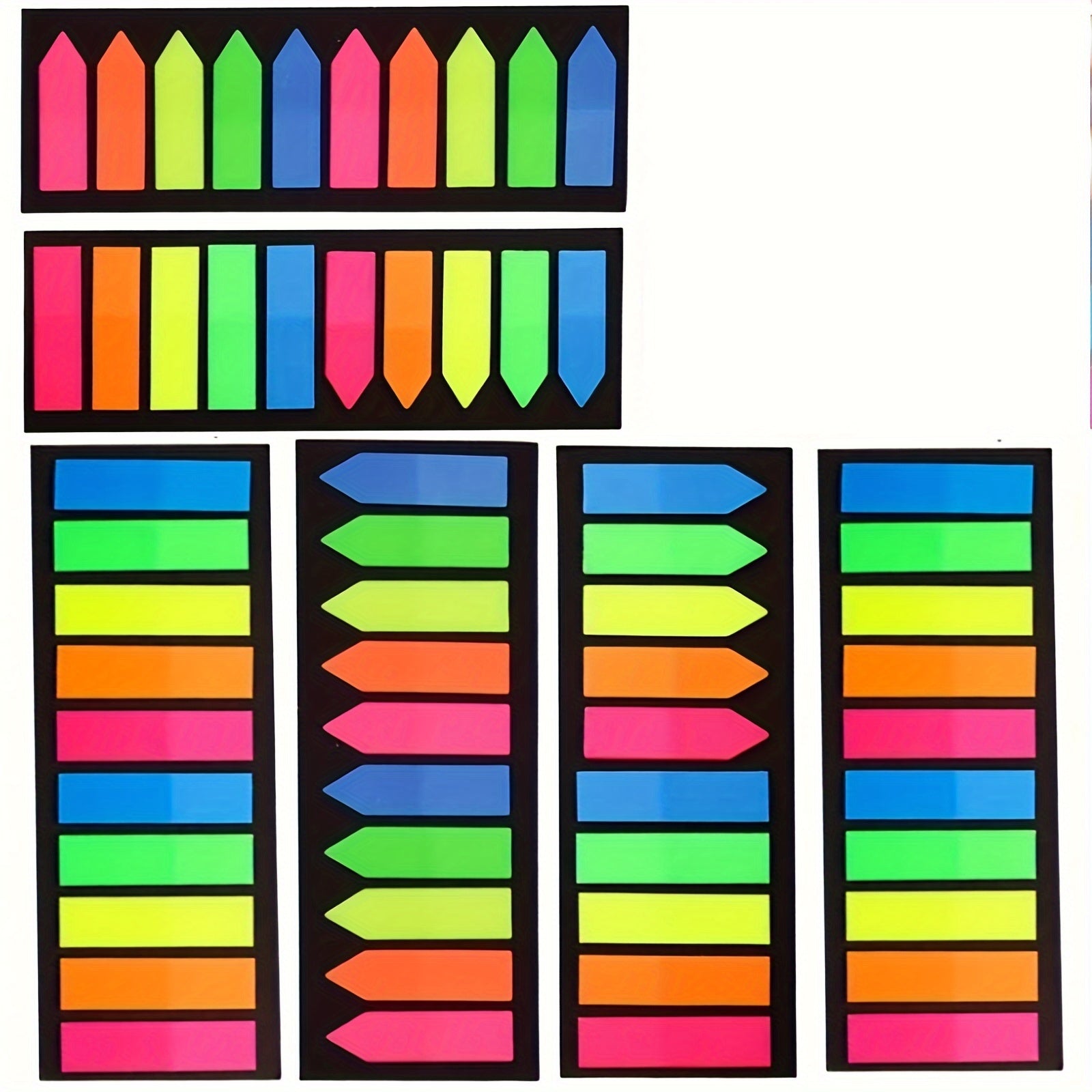 TEMU 6pcs 1200 Sheets Fluorescent Pointed Index Stickers Transparent Waterproof Stickers Student Reading Markers Office Random Stickers