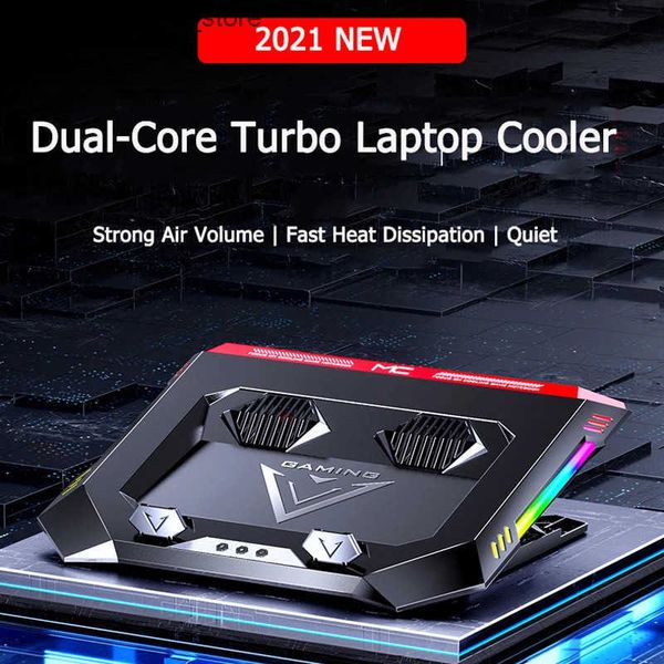 Laptop Cooling Pads 2021 New Gaming Laptop Cooler RGB LED Notebook stand 4500 RPM Powerful Air Flow Adjustable Cooling Pad For 12-17 inch La