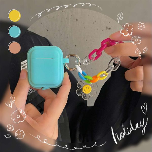 ddmygifts Mint green smiley face chain protective case suitable for Pro 2-3 generation wireless Bluetooth headphone cover A