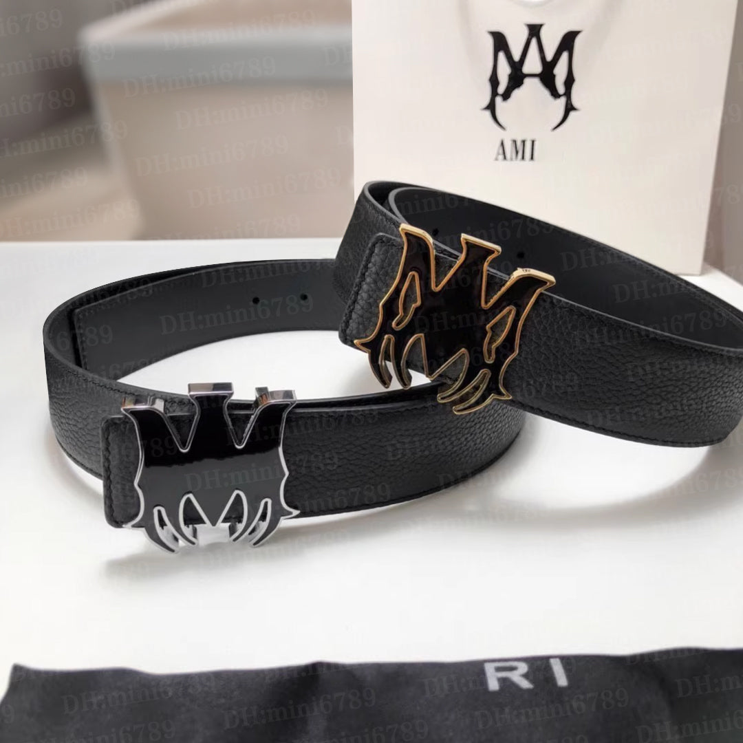 Designer AM brand letter buckle belt Amirbelts belt men&#039;s and women&#039;s fashion gold buckle silver buckle belt high quality fashion belt