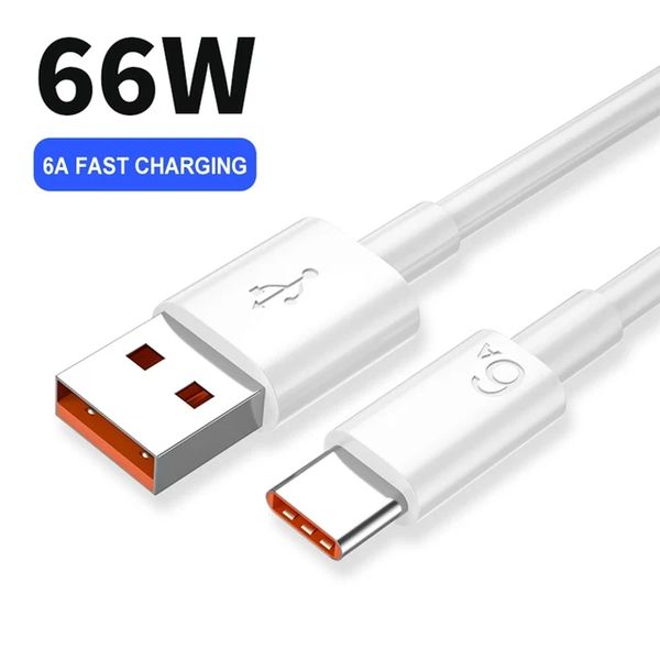 1m 3ft Fast Charging Charge Cable 6A Super Fast Charging 66W Data Cable Type-C Port Phone Cable Fast USB Charging Data Cord