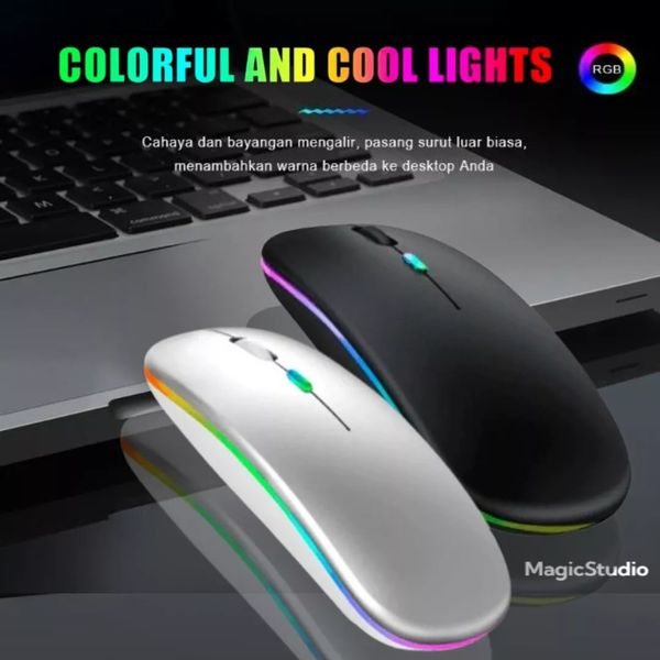 RGB LED Wireless Mouse Rechargeable Optical Silent Mice USB For PC Laptop UK