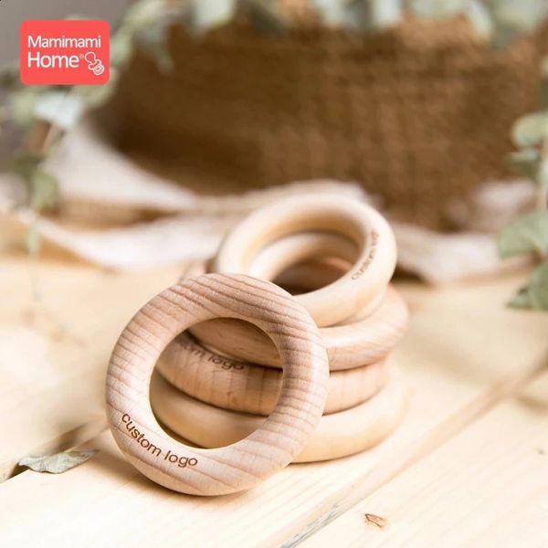 Home 50pc Personalizar anel de madeira Baby Teether BPA Anel de faia grátis Toys de dentição Bracelets de enfermagem DIY Presentes mastigar