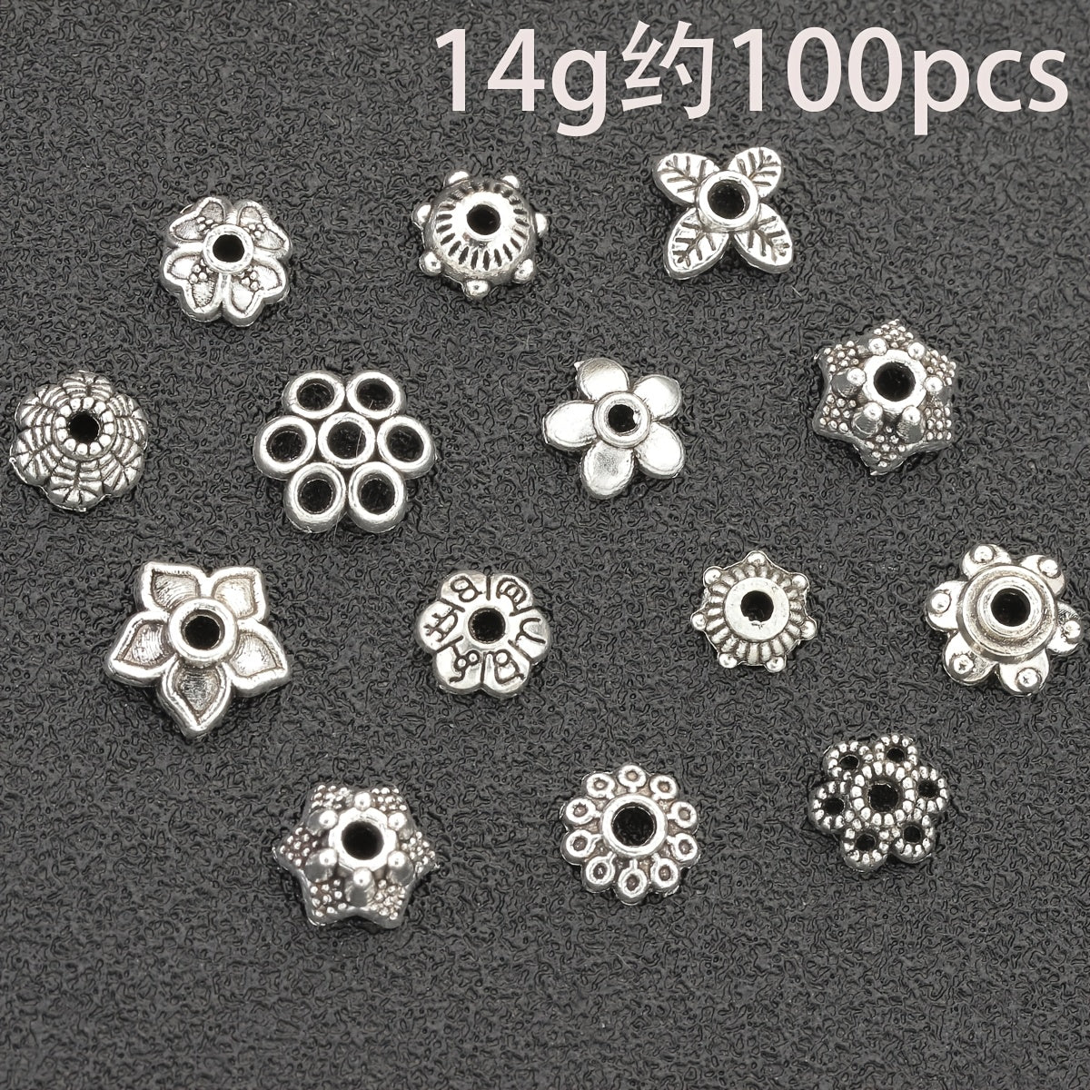TEMU 100pcs Tibetan Flower End Caps, Zinc Alloy Spacer Beads, For Jewelry Making, Diy Crafts, Keychains, Earrings, Pendants, Anklets Accessories