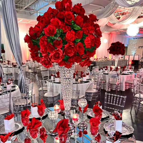 H60cm-120cm) Wedding Decoration crysyal Candle Holders Weddings Metal Acrylic vase Gold Candlestick Holders Flower Stand Road Lead Vases Hom