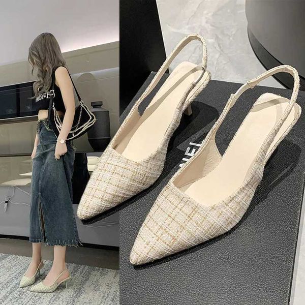 Sea Salt Blue Pointed High Heel Sandals for Women Back Hollow Half Headed Single Shoes Fashion Versatile Casual ShoesX241012