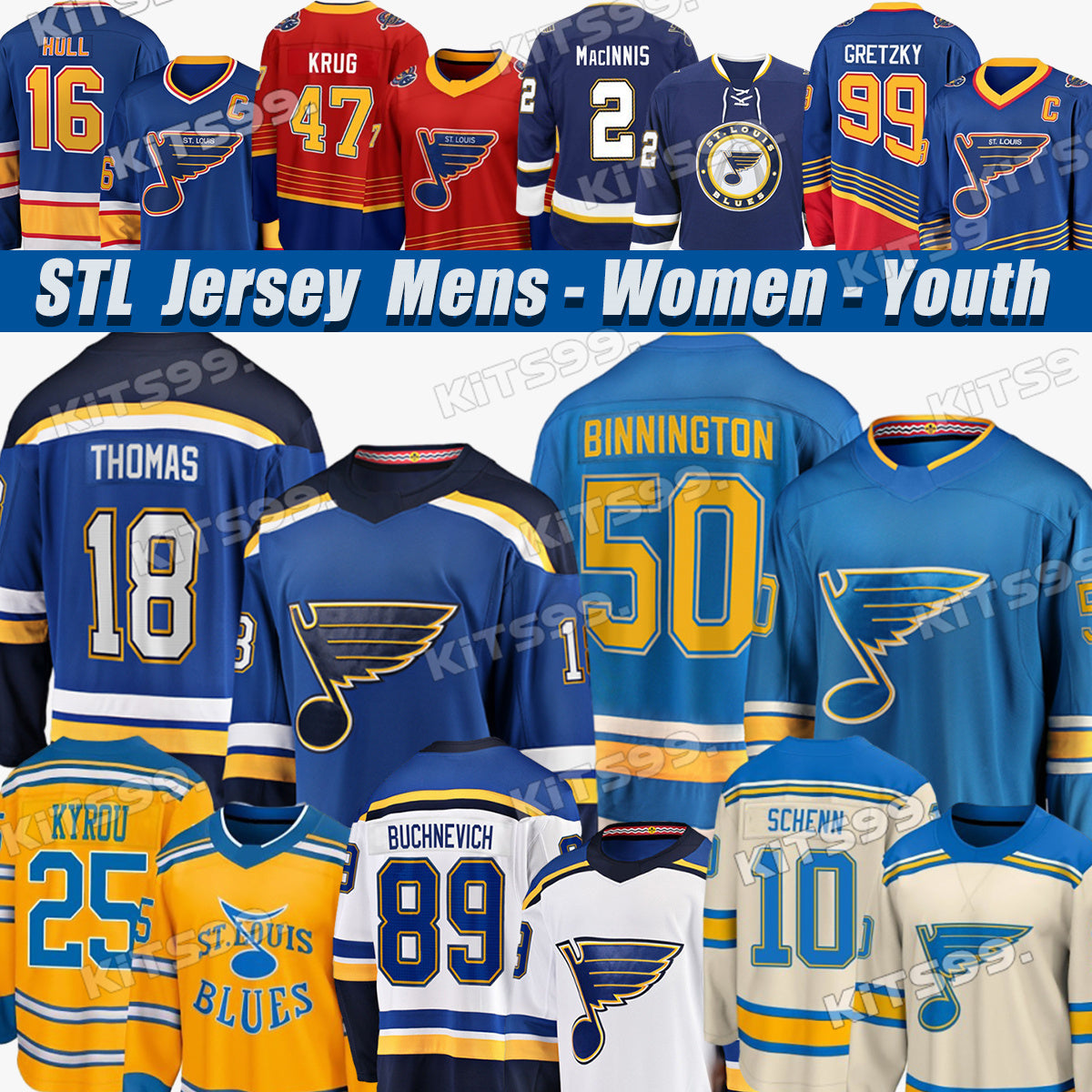 Blues Jersey Jake Neighbours #25 Kyrou jersey Philip Broberg Pavel Buchnevich Mathieu Joseph Colton Parayko Brayden Schenn Justin Faulk Hockey Jerse