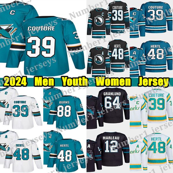 #39 Logan Couture Reverse Retro hockey jersey #48 Tomas Hertl Mackenzie Blackwood Jacob Macdonald Mikael Granlund Hoffman Nico Sturm Patrick