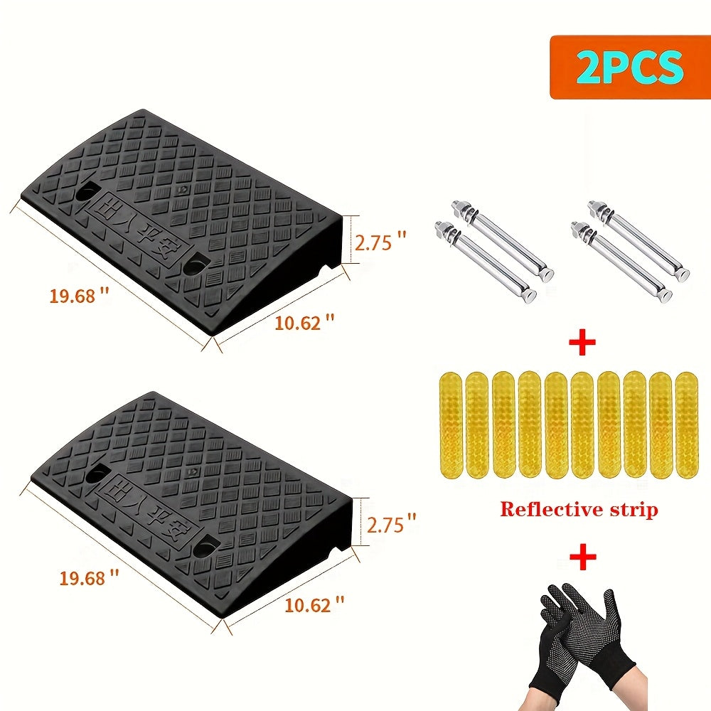 TEMU 2 Heavy-duty Plastic Ramps, Sturdy, Anti-slip And Weather-resistant, Portable Access For Cars, Bicycles, Medical Equipment And Wheelchairs -