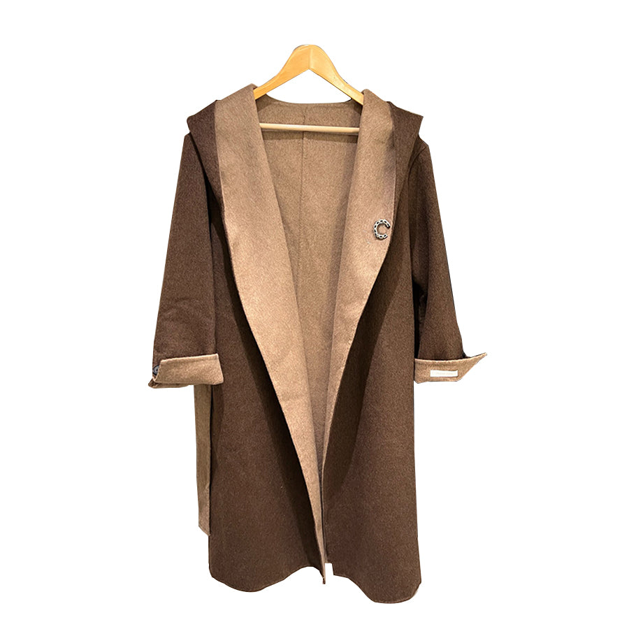 Women Coat Jacket Designer Wool Blends Outerwear Knitting Coat Women Autumn Winter Fur Sleeves Long Sleeved Coat Casual Overcoat Loose Belts Decorat