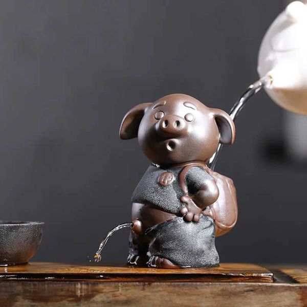 Black Gold Purple Clay Peeing Water Spray Tea Pet Ornaments Creative Cute Animal Figurine Handicrafts Tea Ceremony AccessoriesXJ240814