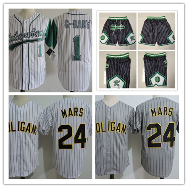 24K Bruno Mars Hooligans Film Baseball Jersey Mens Youth Stitched The Hardball film #1 Jarius &#039;G-Baby&#039; Evans Stitched Kekambas Jer