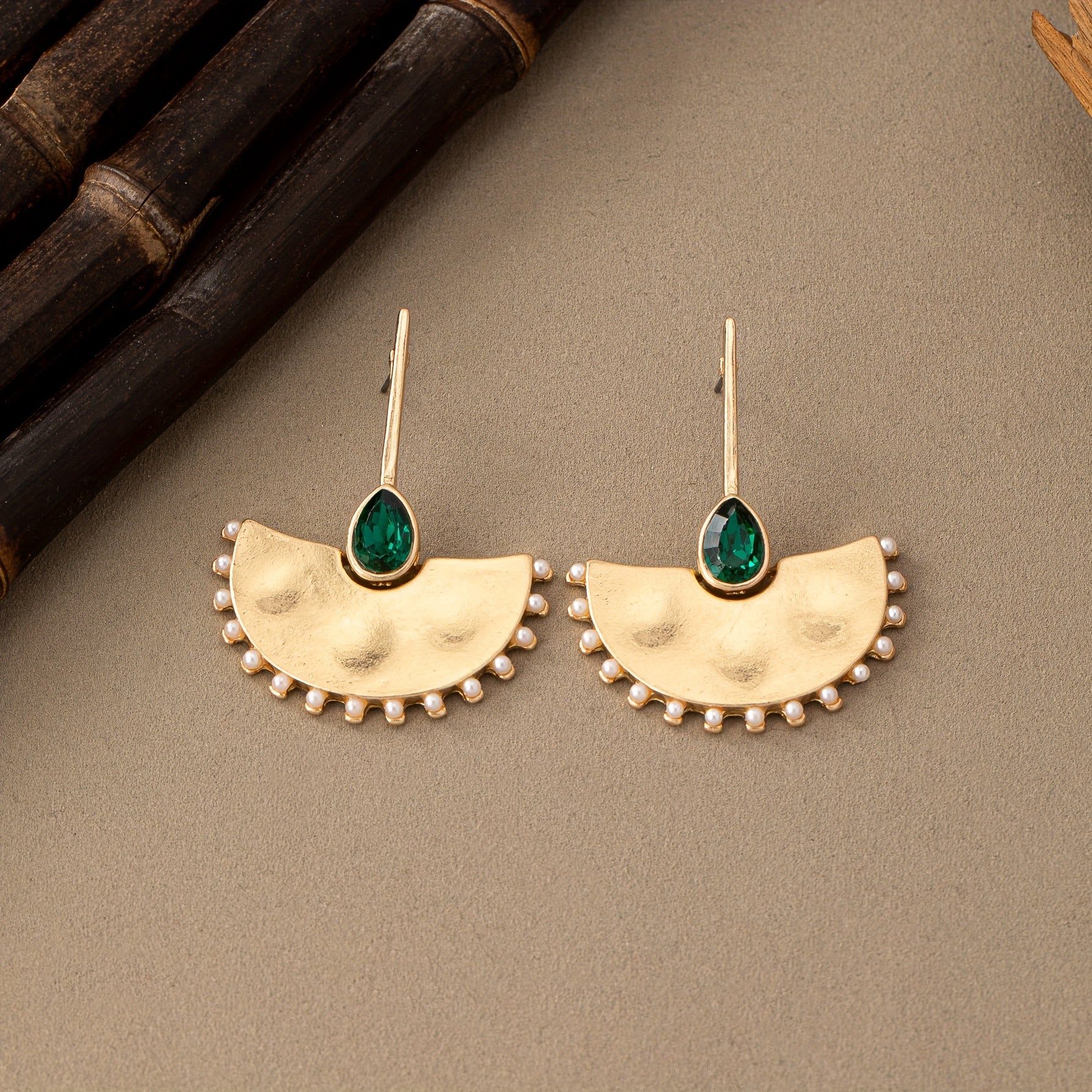 TEMU Aretes de estilo bohemio geométrico vintage para mujeres, aleación de con aguja de acero inoxidable, sin mosaico, diseño de perla fashion,
