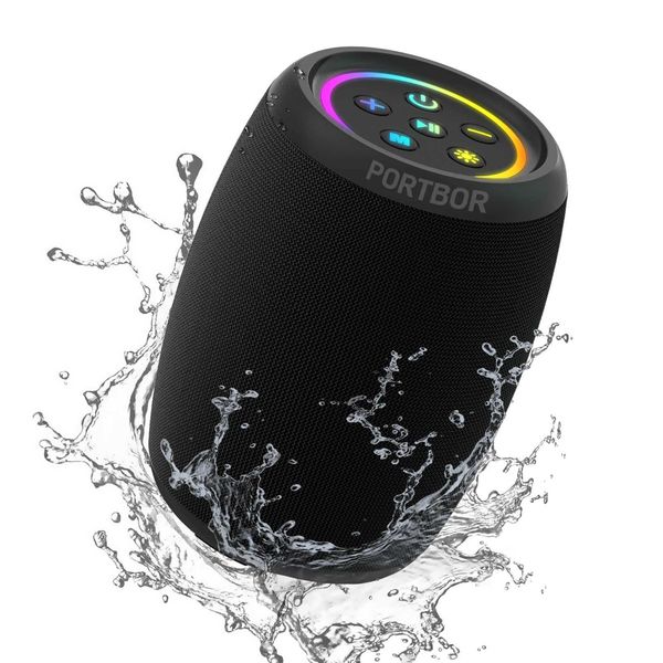 Loudspeaker box speaker powerful small portable wireless speaker with FM radio IPX6 waterproof 5 LED light modes microphone USB Z241028
