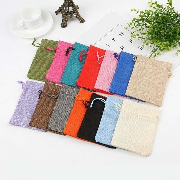 7X9-9X12-10X14-13X18-15X20cm Burlap Jute Gift Jewelry Packaging Bags Christmas Wedding Party Candy Chocolate Pouches