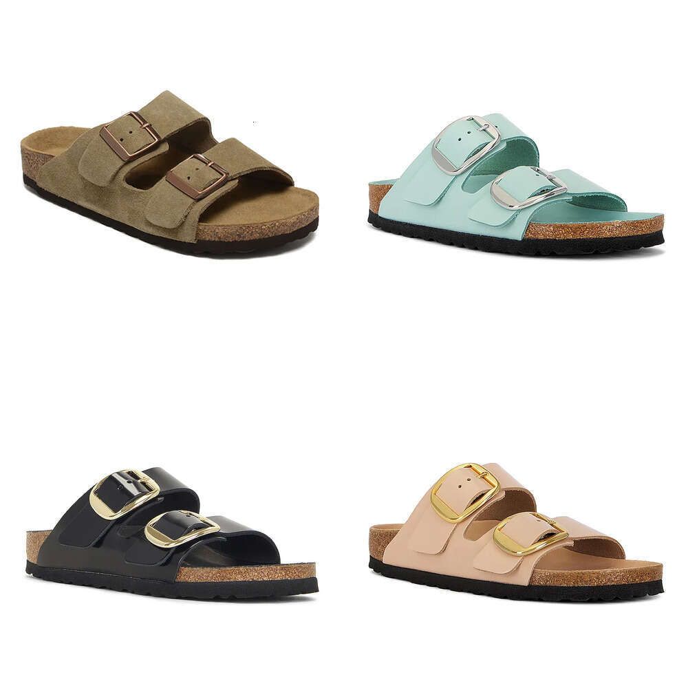 Designer sandals slippers men womenblack brown grey ss nubuck leather clogs mens womens srs big buckle strap slipper flip flops shoes sandal