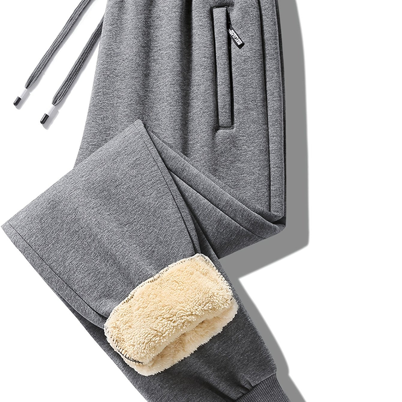 TEMU K2311 Men's Pants - Solid Black, Polyester & Elastane, Stretch , Drawstring Waistband, Functional Pockets, Smooth Glossy Finish, Ideal For