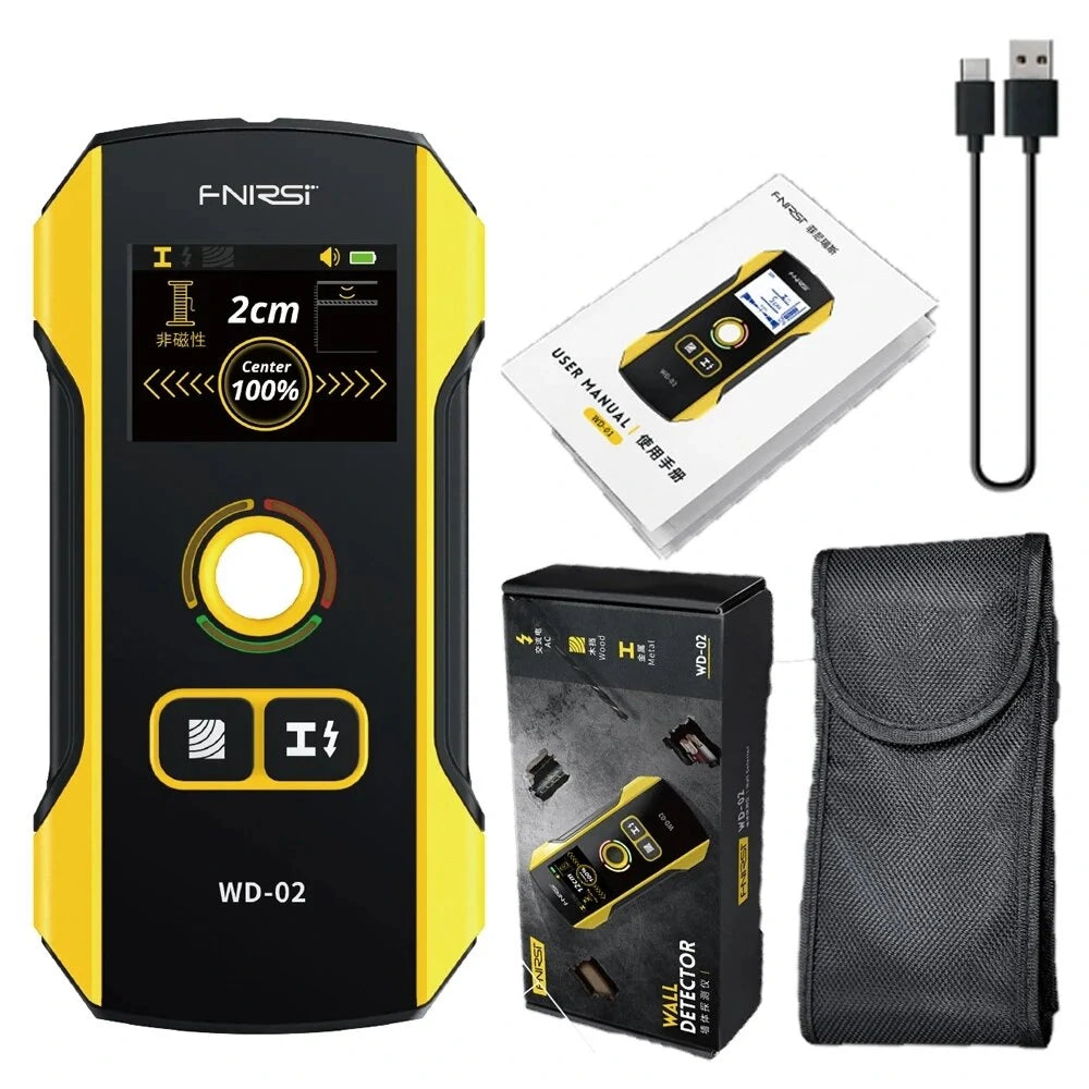 FNIRSI WD-02 Metal Detector Wall Detector Scanner Wooden AC Wires Metal Pipes Rebars Detecting Tool Indicator Light Posi