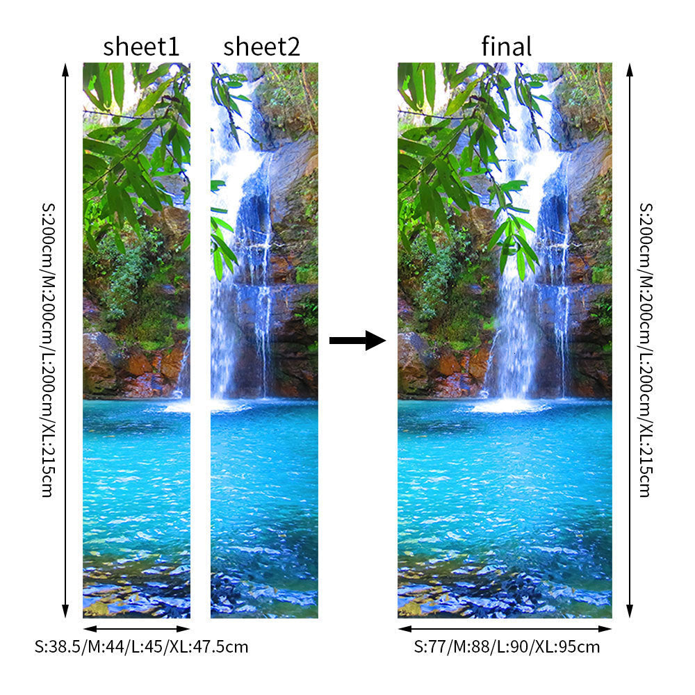 Wall Stickers 3D Step Door Wallpaper DIY Selfadhesive Waterfall Tree Decals Mural Waterproof Paper Poster For Print Art Picture Home Decoration