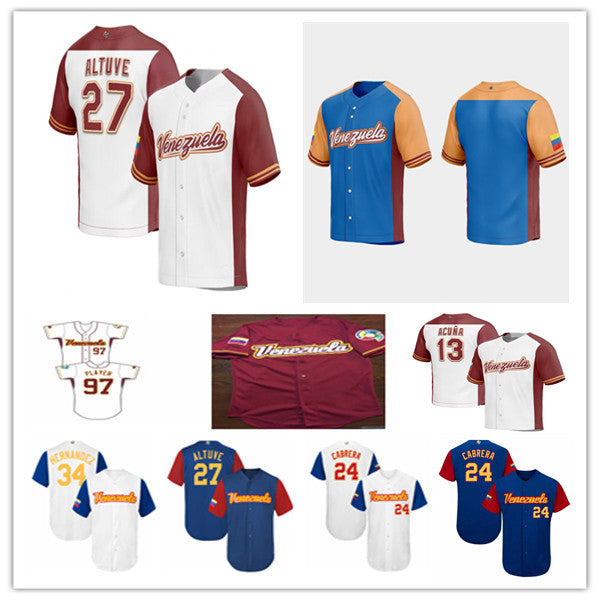 Team Venezuela 2023 World Baseball Classic WBC Jersey Jose Altuve Ronald Acuna Jr Miguel Cabrera Miguel Rojas Gleyber Torres Salvador Perez Luis Gar