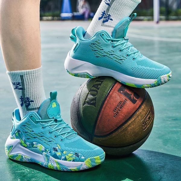 New Four Seasons Basketball Sports Breathable Elastic Blue Ball Shoes Men&#039;s High Top